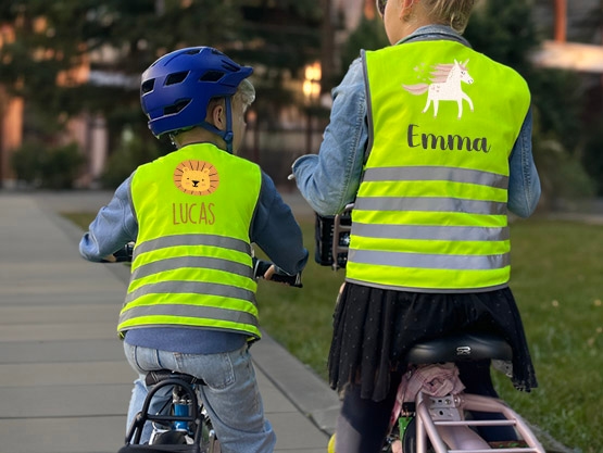 Fluo Veiligheidshesje kind met naam - Thema