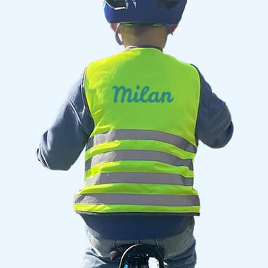 Fluo Veiligheidshesje kind met naam - Basic