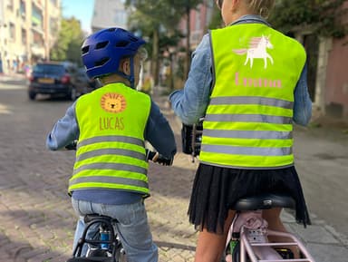 Fluo Veiligheidshesje kind met naam - Thema