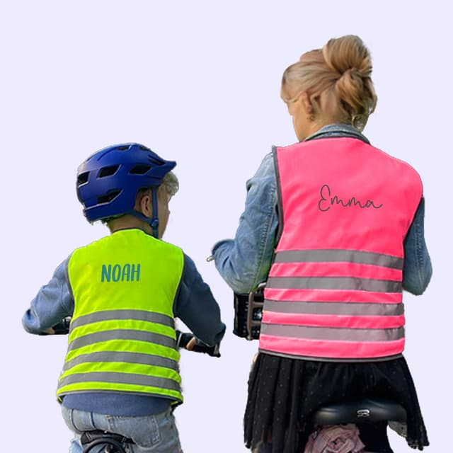 Fluo Veiligheidshesje kind met naam - Basic