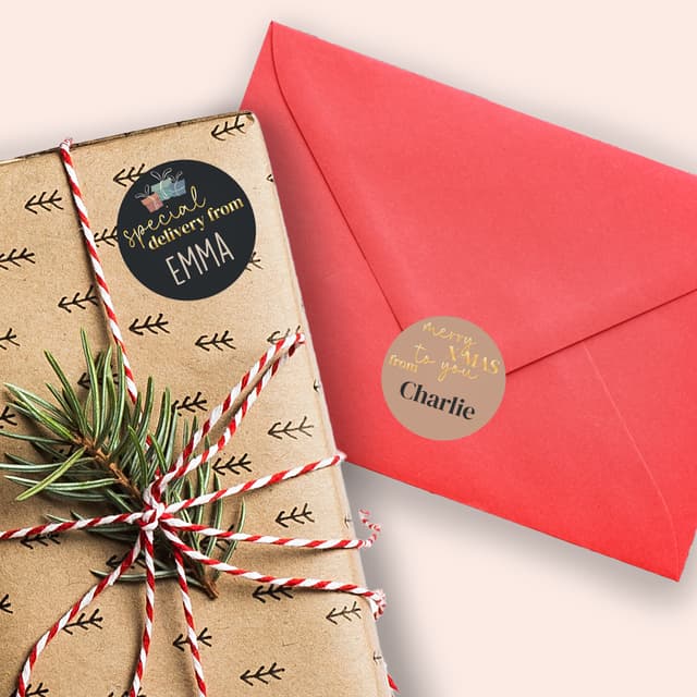 Kerststickers met naam